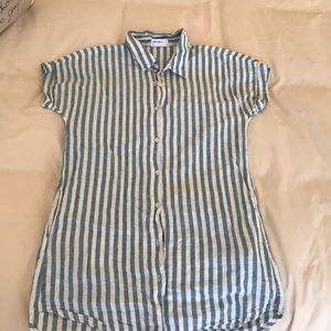 Striped Collared Summer Coverup Dress